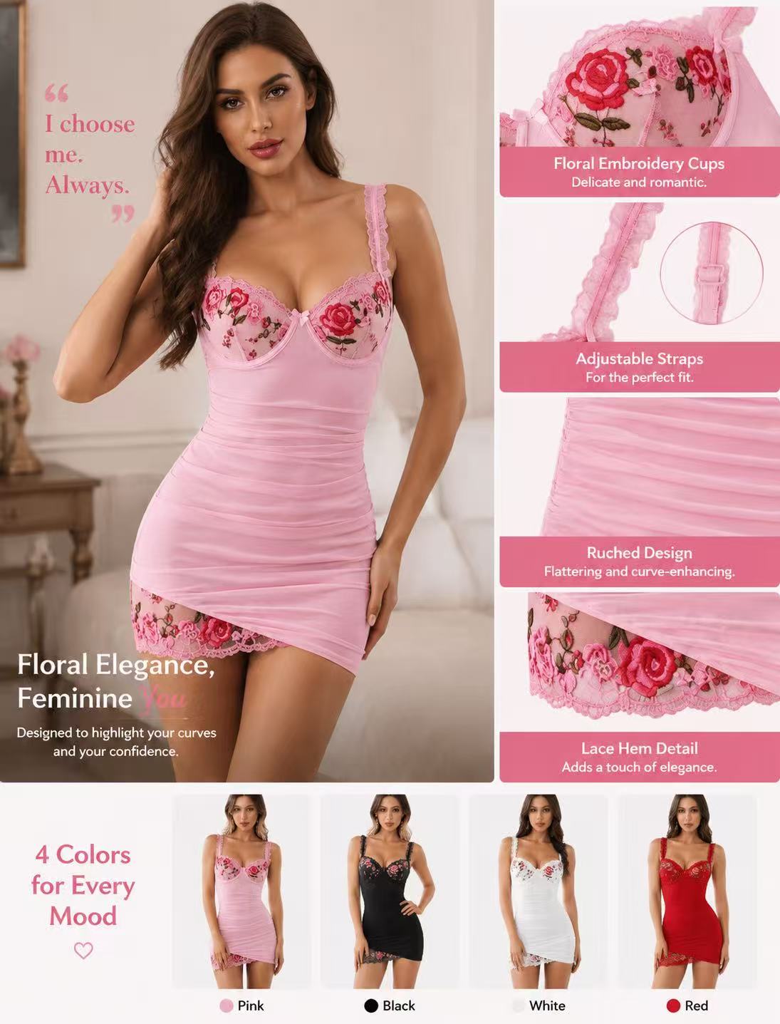 Rose Embroidered Corset Dress