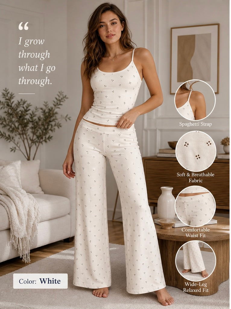 Floral Spaghetti Strap Wide-Leg Pajama Set