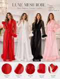 Luxe Feather Trim Mesh Robe